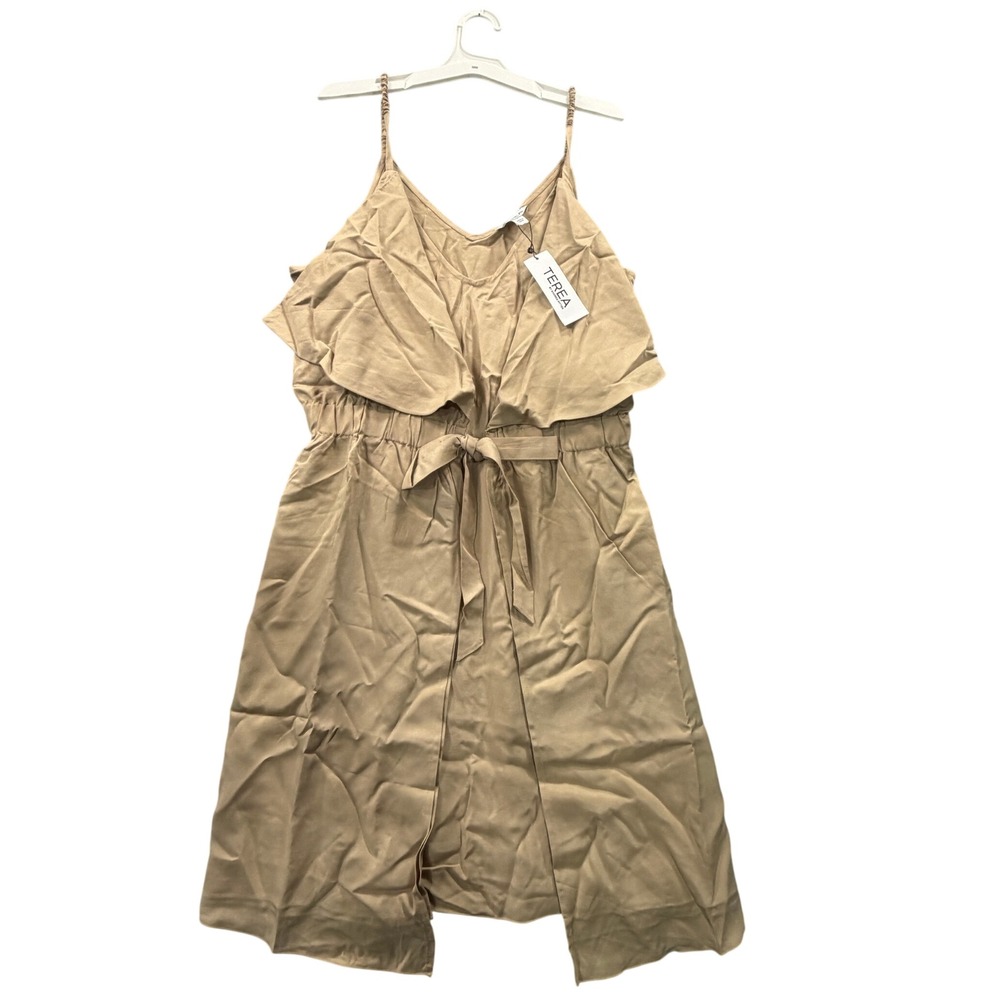 TEREA‎ by Andrea Pitter Midi Dress Ruffle Tie Waist V-Neck
